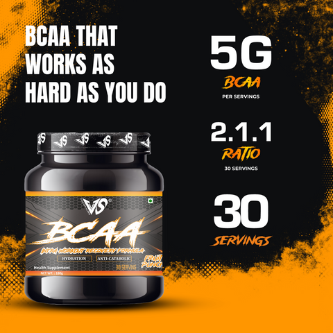 V-SHAPE Supps BCAA 2:1:1 (180Gm, 30 Servings) - V-Shape Supps