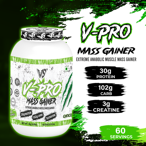 V-SHAPE V-Pro Mass Gainer- 3Kg(6.6Lbs), 66 Servings - V-Shape Supps