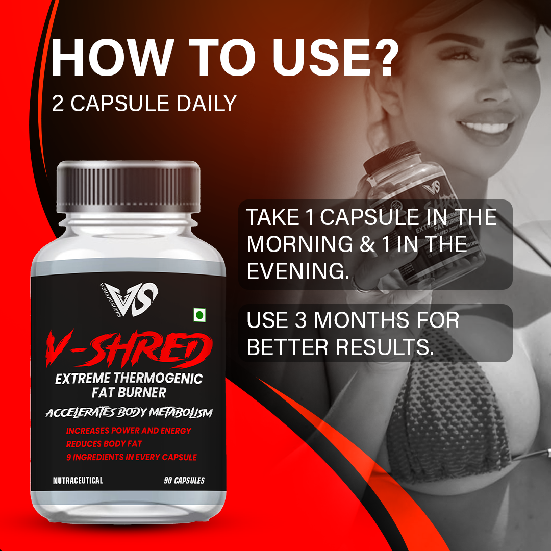 V-SHAPE V-Shred Extreme Thermogenic Fat Burner 90 Caps - V-Shape Supps