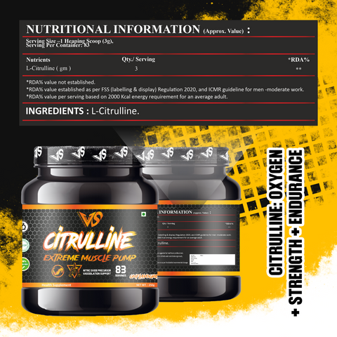 V-SHAPE Citrulline Malate 250Gm, 83 Servings - V-Shape Supps