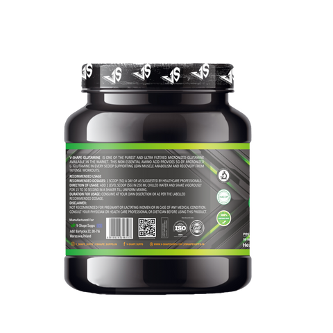 V-SHAPE Micronized Ultra Filtered Glutamine 500Gm - V-Shape Supps