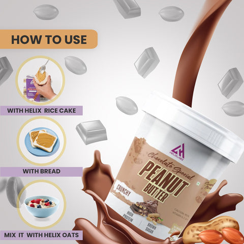 Helix Chocolate Special Peanut Butter – Crunchy (500g) | High Protein Natural Spread