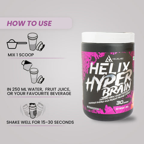Helix Labz Hyper Brain Pre-Workout – Cola Soda (180GM) with Free Shaker