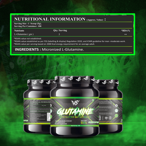 V-SHAPE Micronized Ultra Filtered Glutamine 500Gm - V-Shape Supps
