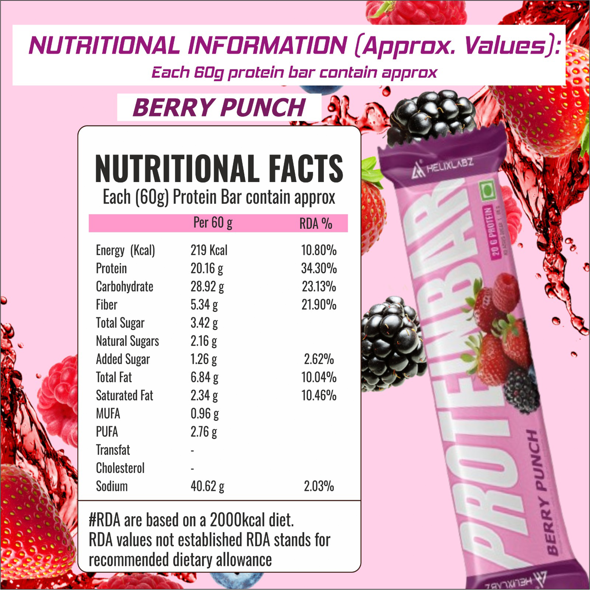Helix Protein Powder Helix Labz Protein Bar – Berry Punch 20g Protein (6 Pack) – Health Labz