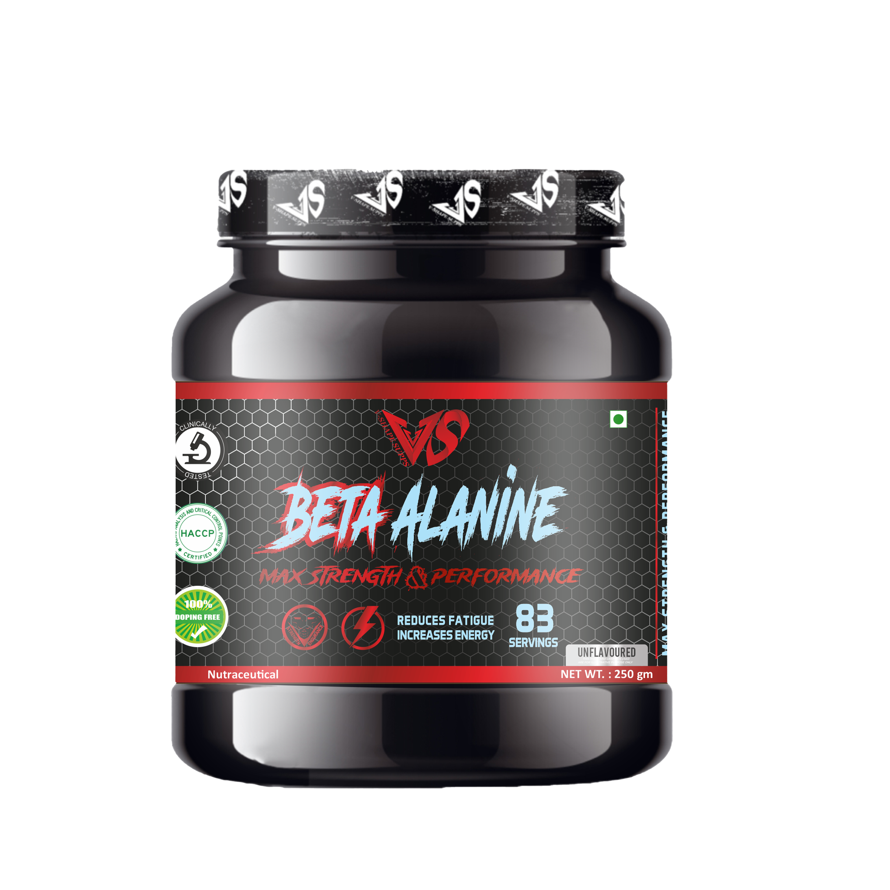 V-SHAPE Beta Alanine 250Gm, 83 Servings - V-Shape Supps
