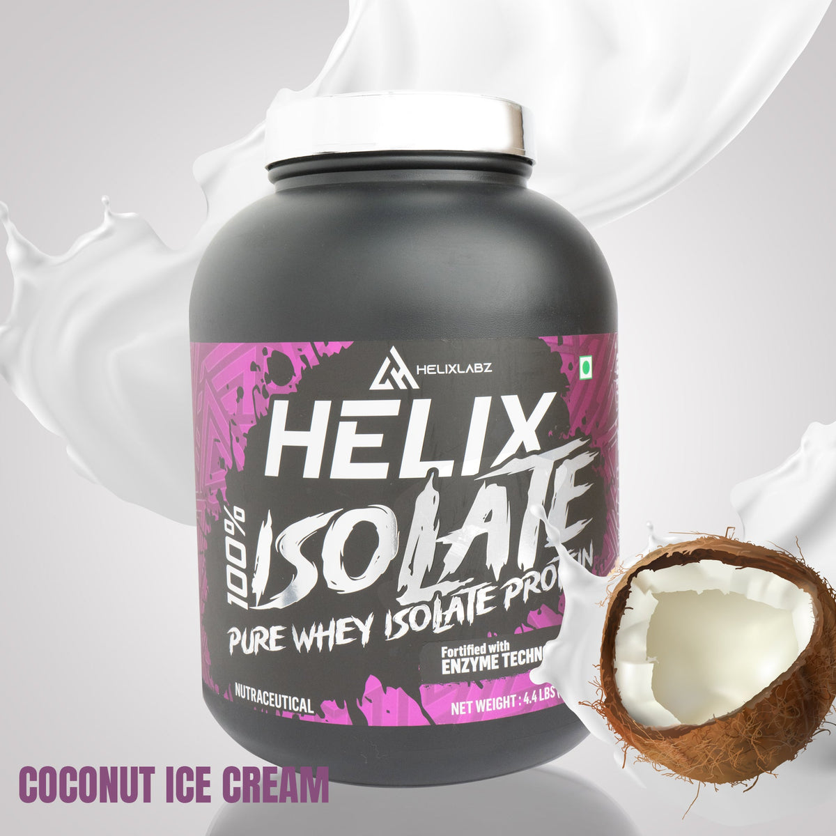 ISOLATE Pure 100% Whey Isolate Protein - Coconut Ice Cream (2Kg, 4.4Lbs) | High-Quality Whey Protein