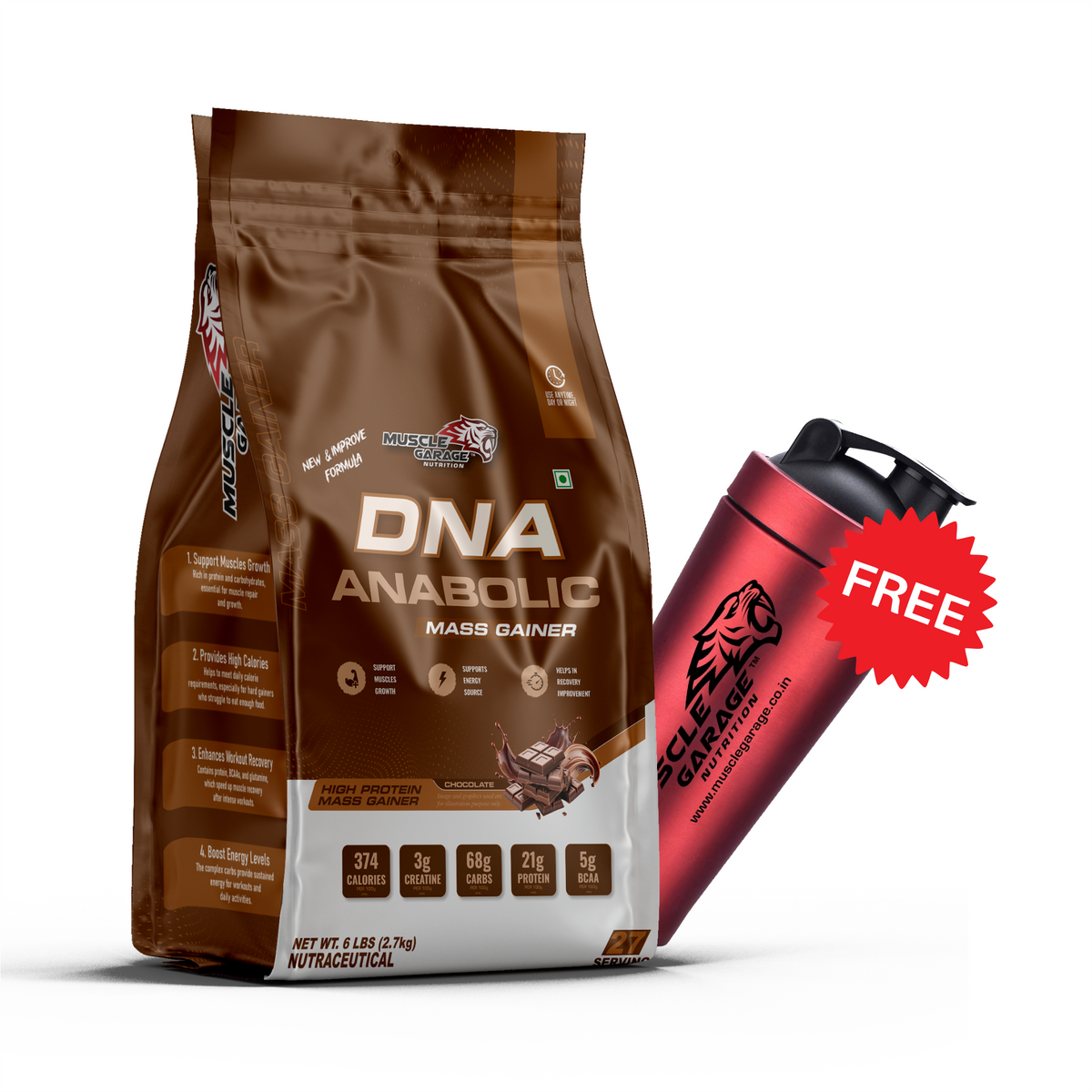 MG DNA Anabolic Mass Gainer 2.7kg (6lbs) –  Premium Mass Gainer Supplement for Bulking