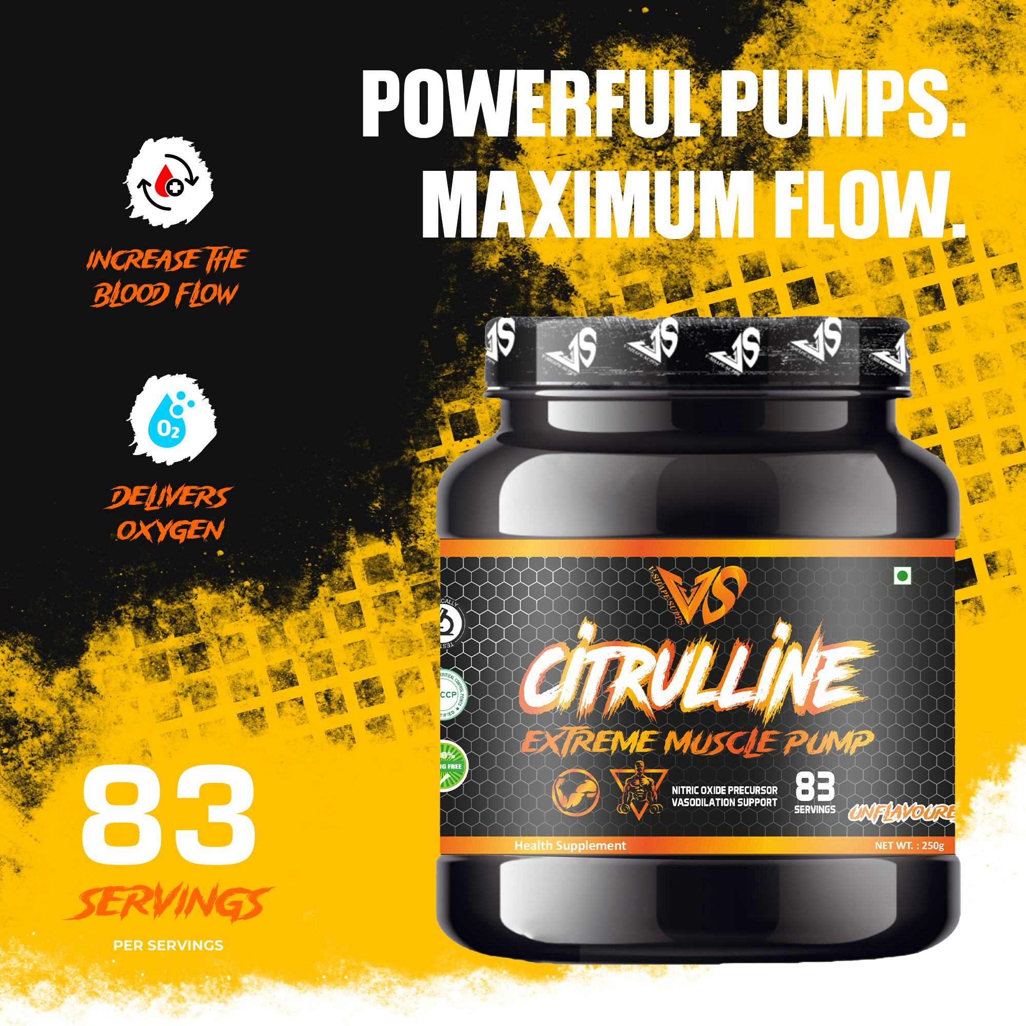 V-SHAPE Citrulline Malate 250Gm, 83 Servings - V-Shape Supps