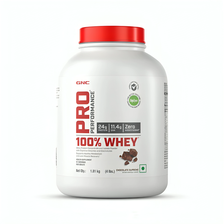 GNC Pro Performance 100% Whey Protein | Faster Recovery & Lean Muscle Gains | Informed Choice Certified- 1.8Kg (4Lbs)