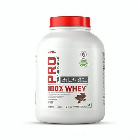 GNC Pro Performance 100% Whey Protein | Faster Recovery & Lean Muscle Gains | Informed Choice Certified- 1.8Kg (4Lbs)