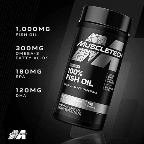 Muscletech Platinum 100% Omega Fish Oil (Unflavoured, 100 Servings)