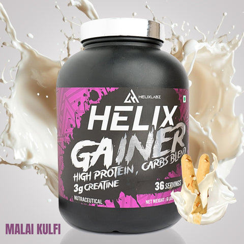 Helix Gainer | Protein & Carbs Blend- (Malai Kulfi, 2.7KG, 6Lbs)