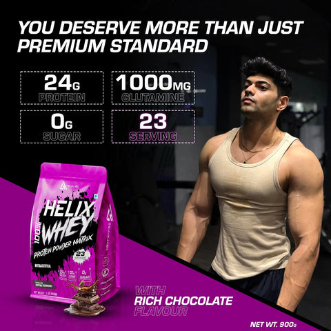 Helix Labz 100% Whey Protein Powder Matrix – 2Lbs (900gm) | 24g Protein
