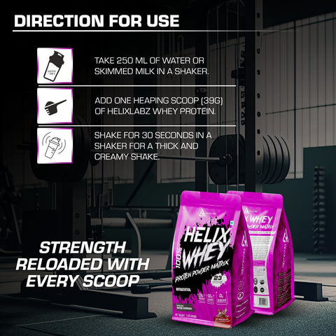 Helix Labz 100% Whey Protein Powder Matrix – 2Lbs (900gm) | 24g Protein