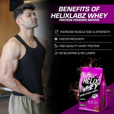 Helix Labz 100% Whey Protein Powder Matrix – 2Lbs (900gm) | 24g Protein