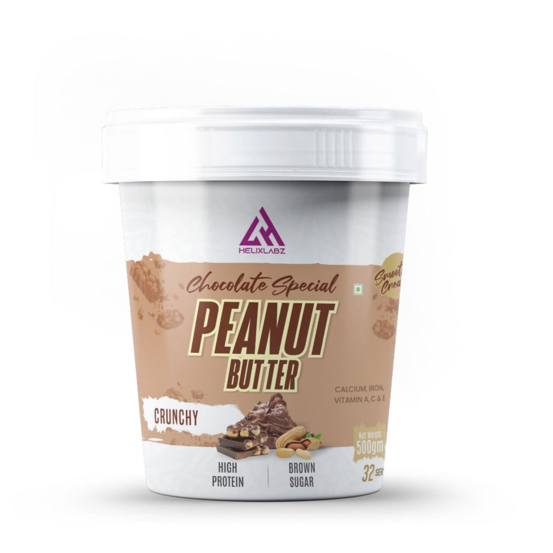 Helix Chocolate Special Peanut Butter – Crunchy (500g) | High Protein Natural Spread