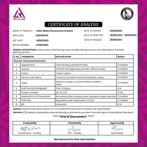 Helix 100% WHEY Protein Matrix – Coconut Ice Cream | 2kg (4.4LBS) | High Protein