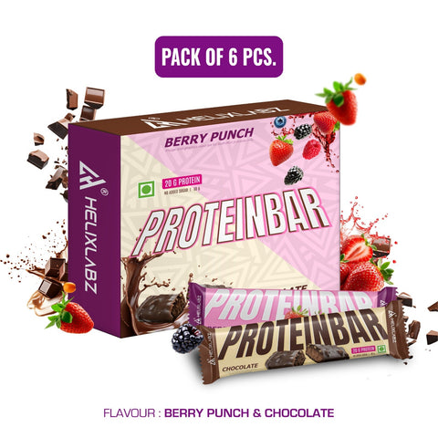 Helix Labz Protein Bar Combo – 20g Protein, Chocolate & Berry Punch - 6 Pack