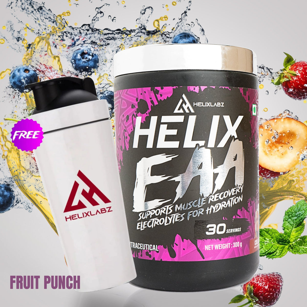 Helix EAA Advance – (Fruit Punch, 30 Servings) with Free Steel Shaker