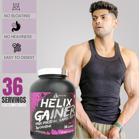 Helix Gainer | Protein & Carbs Blend- (Rich Chocolate, 2.7KG, 6Lbs)
