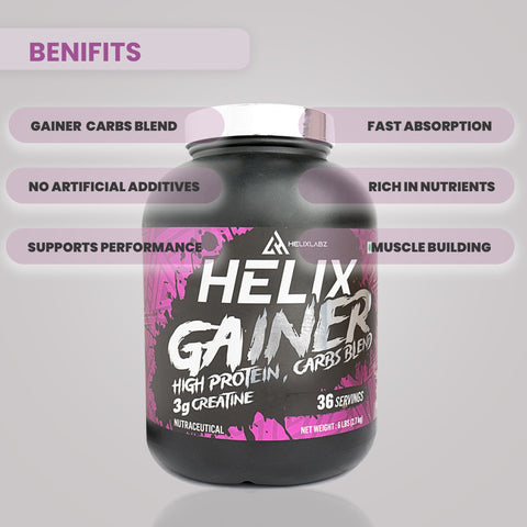 Helix Gainer | Protein & Carbs Blend- (Malai Kulfi, 2.7KG, 6Lbs)