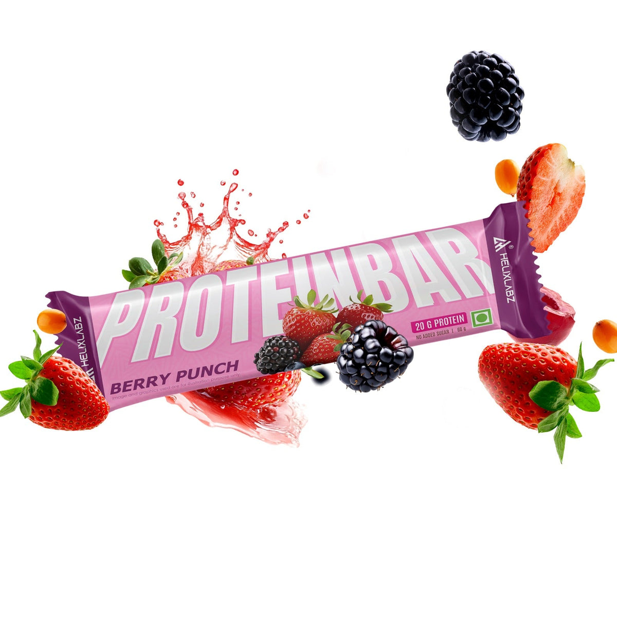 Helix Labz Protein Bar (20g Protein, Berry Punch), Pack of 6 Bar