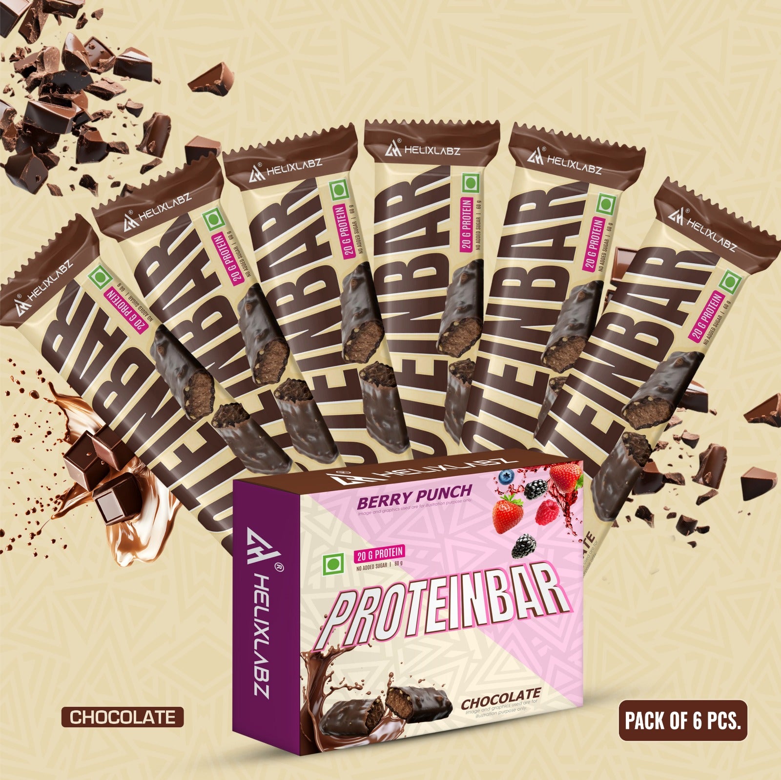 Helix Protein Powder Helix Labz Protein Bar – Chocolate 20g Protein (6 Pack) – Health Labz