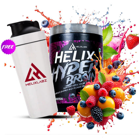 Helix Labz Hyper Brain Pre-Workout –  Fruit Punch (180GM) with Free Shaker