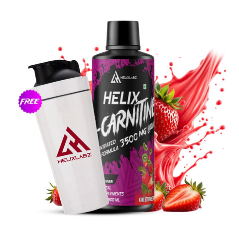 Helix Labz L-Carnitine Liquid – 3500mg (Kiwi Strawberry) | Free Steel Shaker (450ml, 30 Servings)
