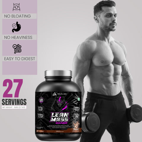 HELIX LABZ  LEAN MASS GAINER- 2.7KG (6Lbs, 27 SERVINGS & Steel Shaker