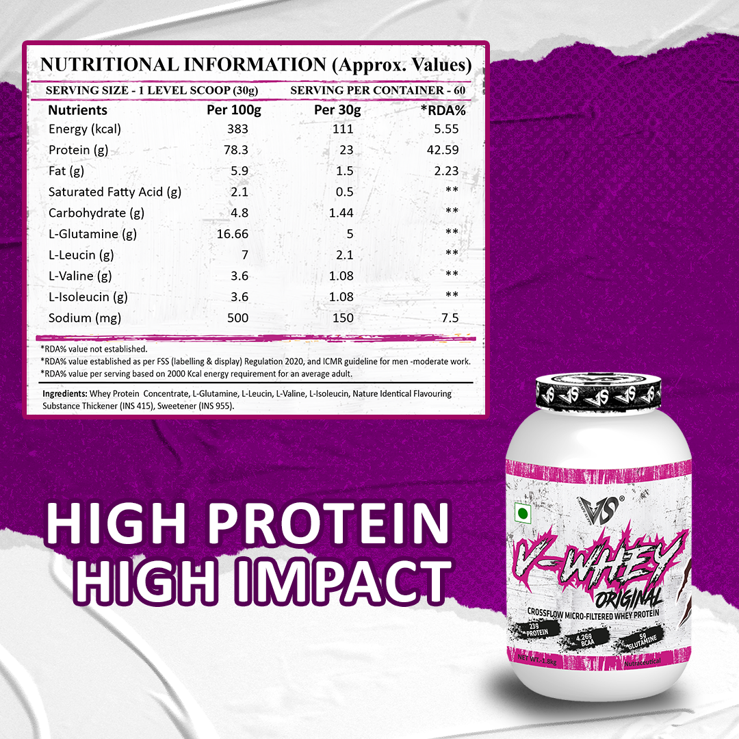V-SHAPE V-Whey Original- 1.8Kg, 75 Servings - V-Shape Supps