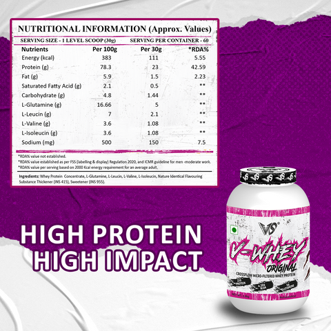 V-SHAPE V-Whey Original- 1.8Kg, 75 Servings - V-Shape Supps