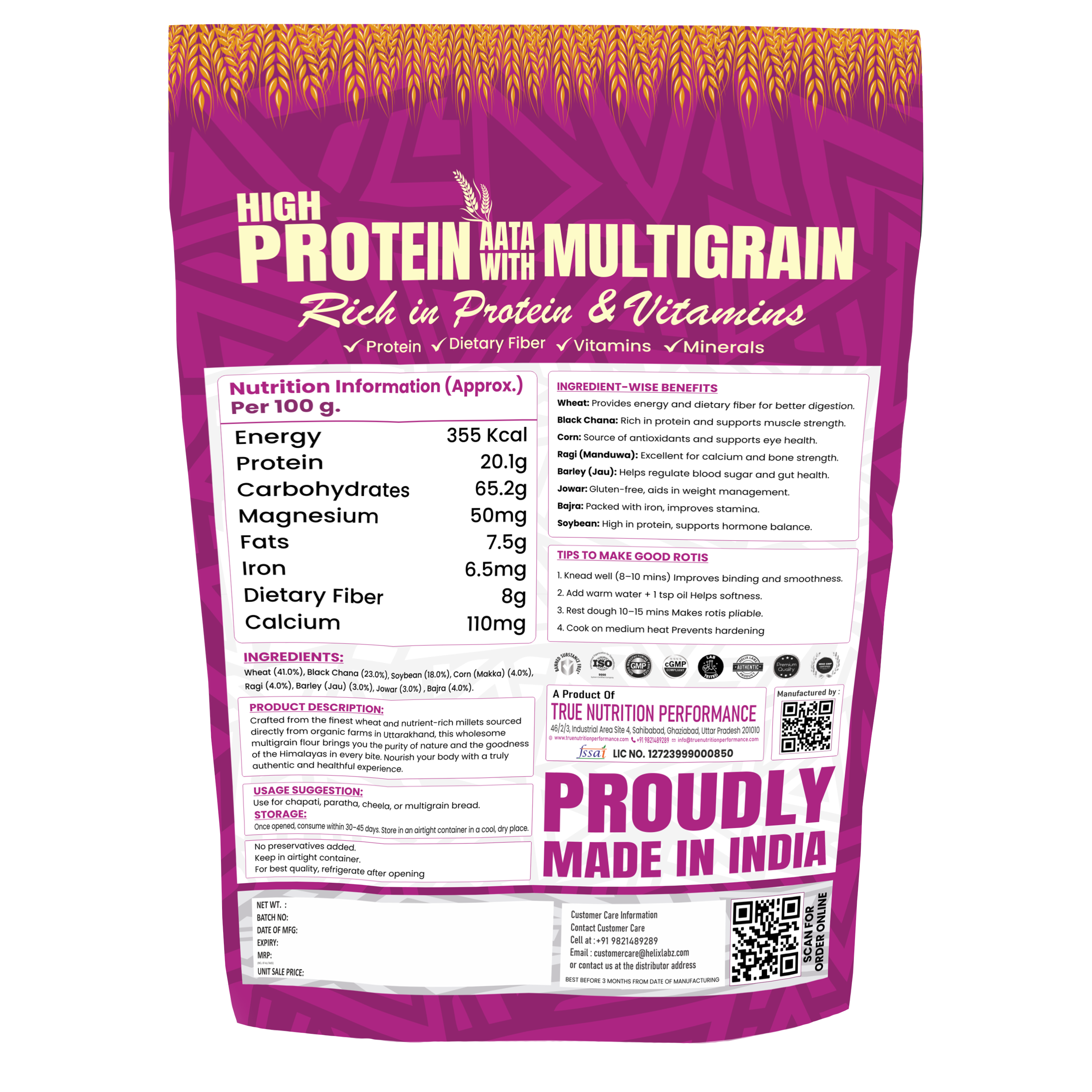 Helix Protein Powder Helix Labz High Protein Aata With Multigrain (Rich in Protein & Vitami ...