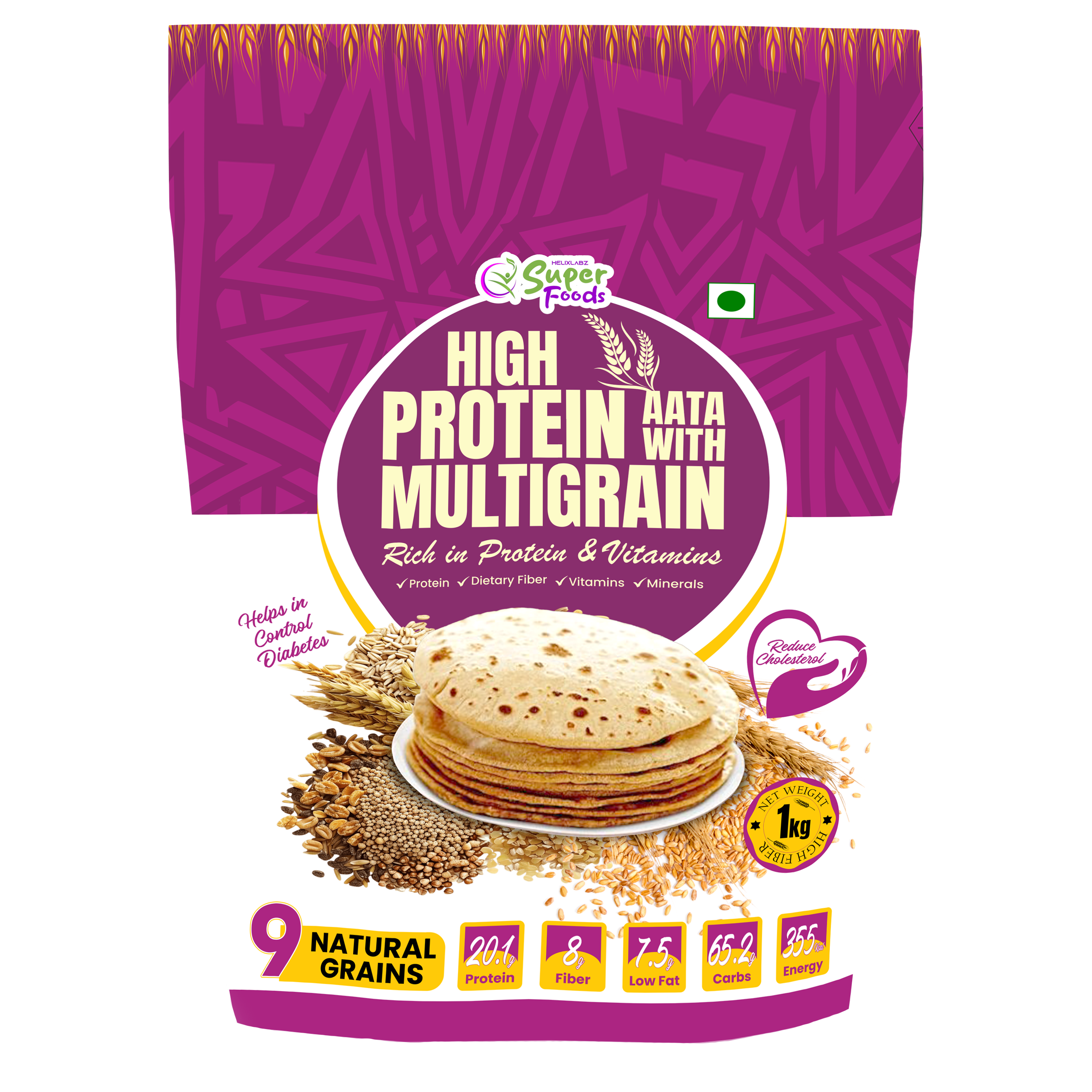 Helix Protein Powder Helix Labz High Protein Aata With Multigrain (Rich in Protein & Vitami ...