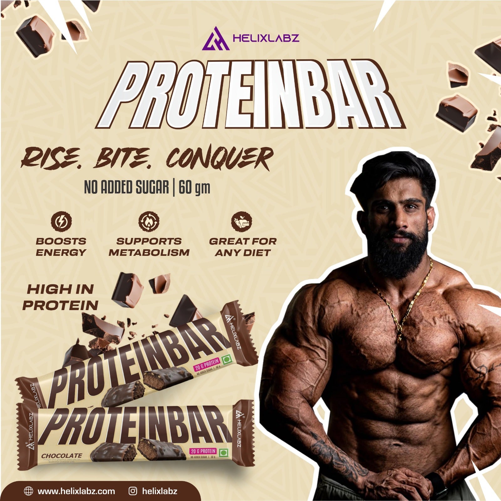 Helix Protein Powder Helix Labz Protein Bar – Chocolate 20g Protein (6 Pack) – Health Labz