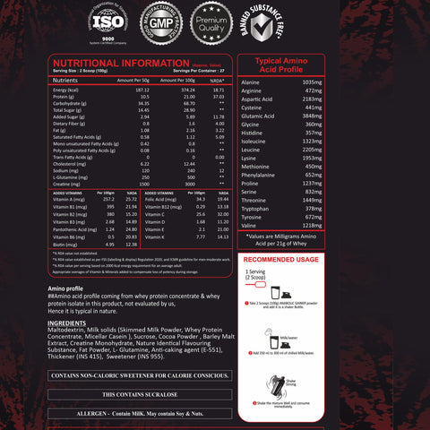 MG Anabolic Gainer Powder – 2.7Kg (6Lbs) | Advanced Weight Gain Formula